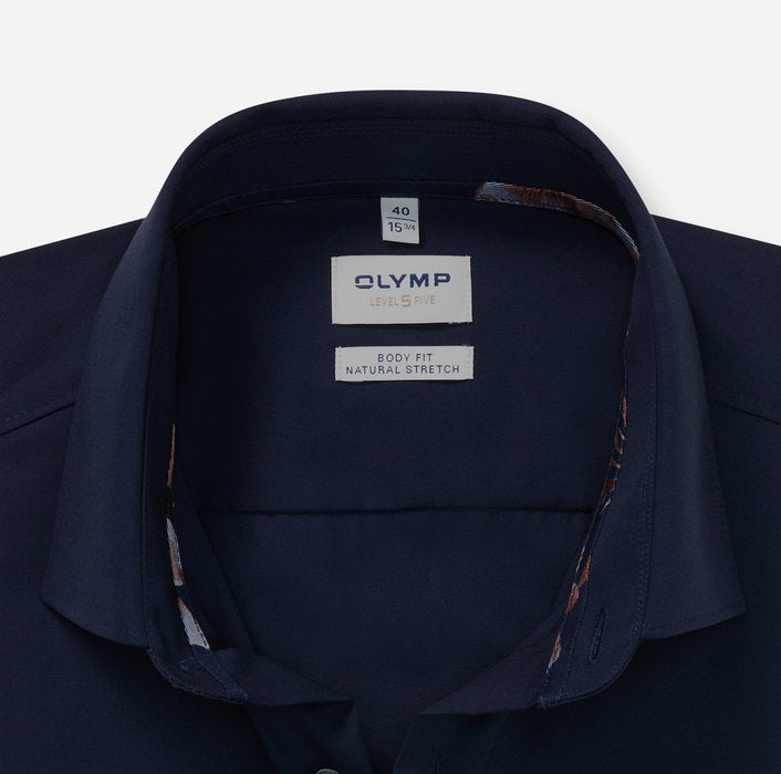OLYMP - Level Five Body Fit Business Shirt, New York Kent, Cobalt