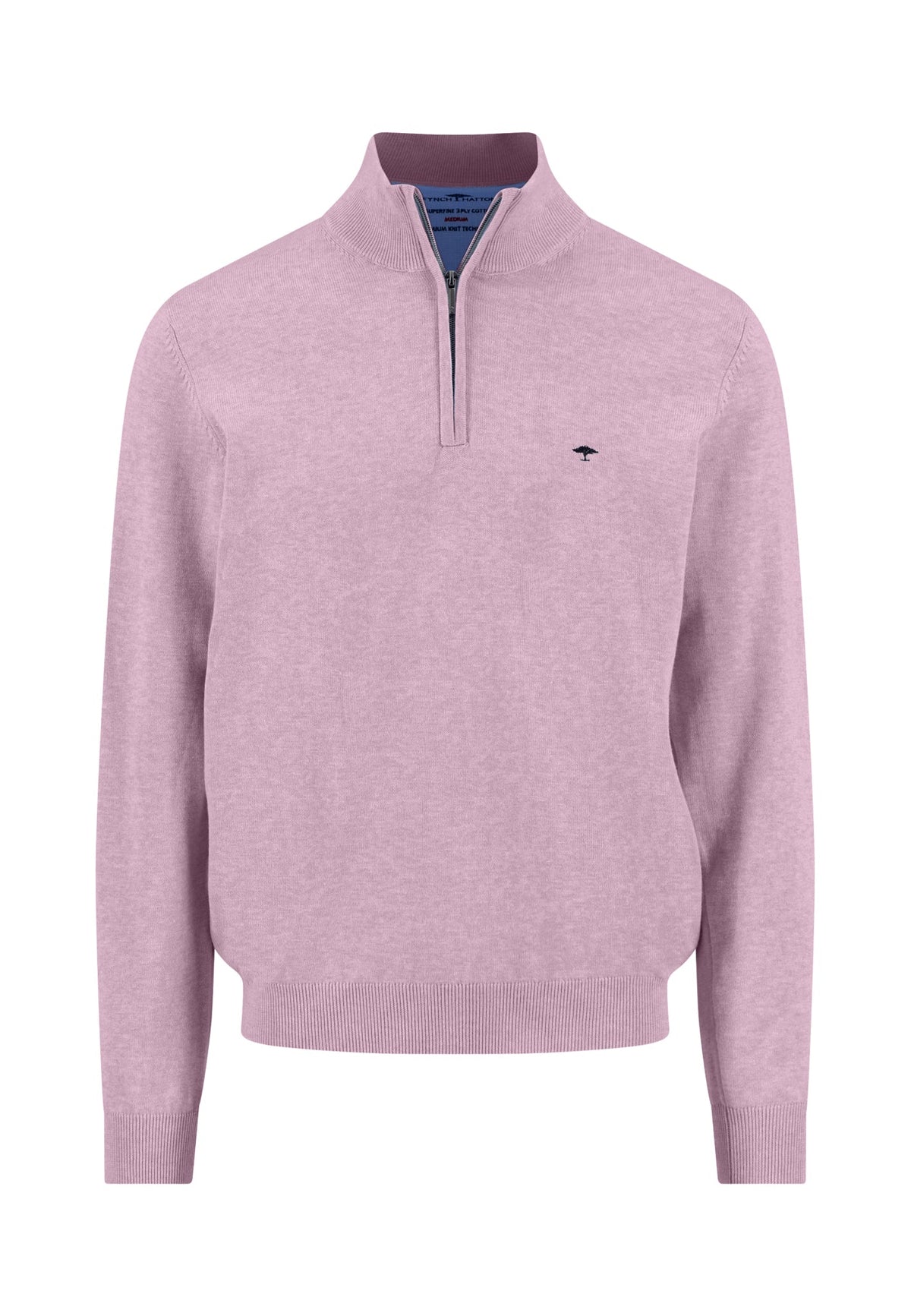 Fynch-Hatton - Knitted Cotton Troyer Collar Quarter-Zip, Magnolia