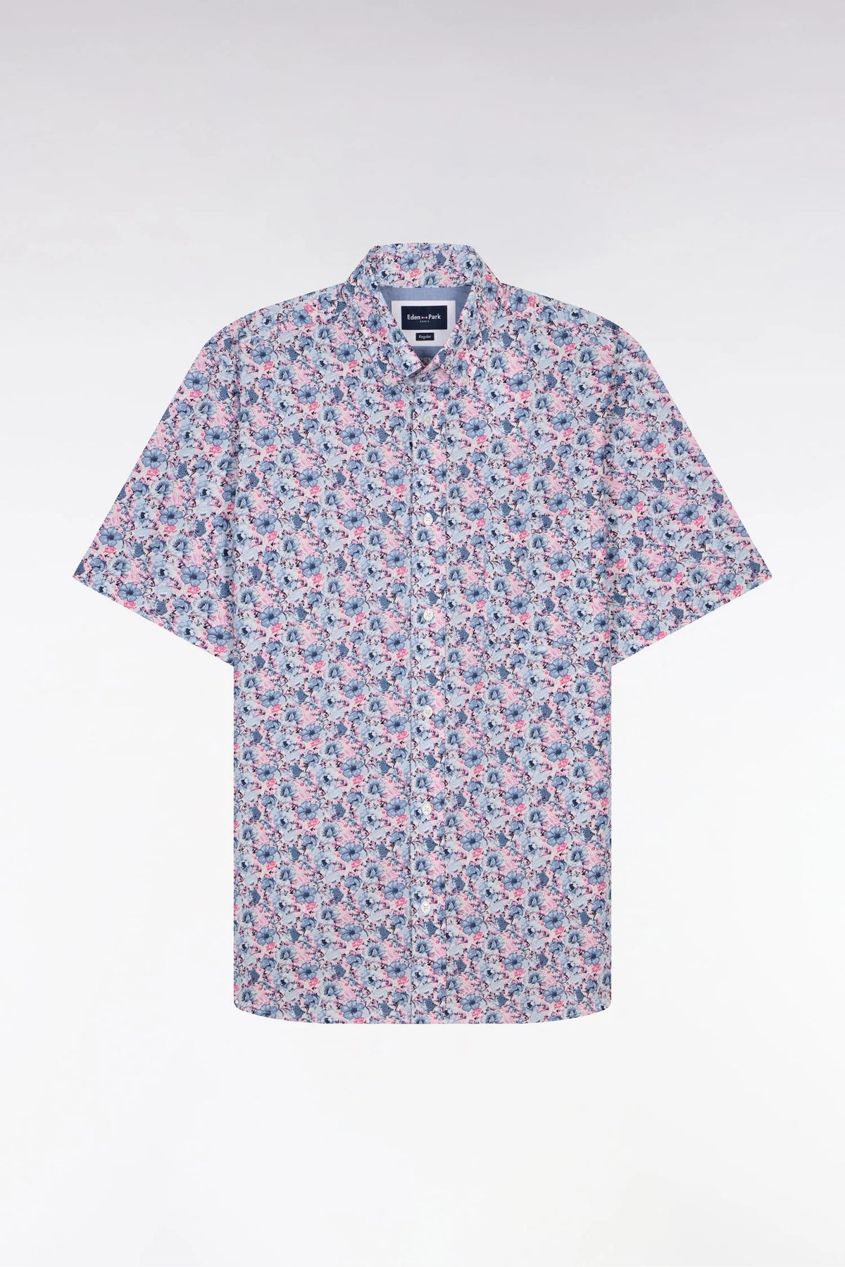 Eden Park - Short-Sleeve Cotton Shirt, Pink / Blue Floral