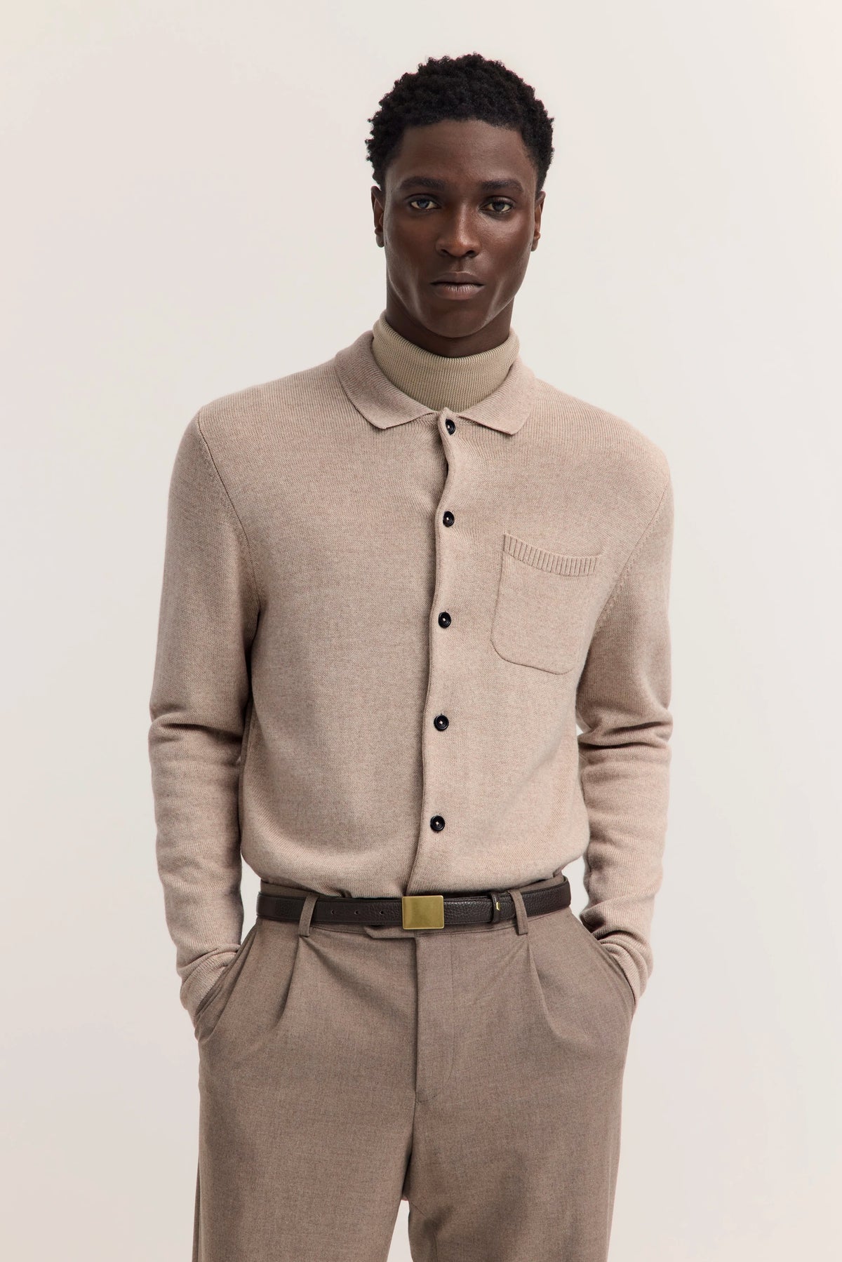 Bugatti - Wool Blend Button-Up Cardigan, Beige