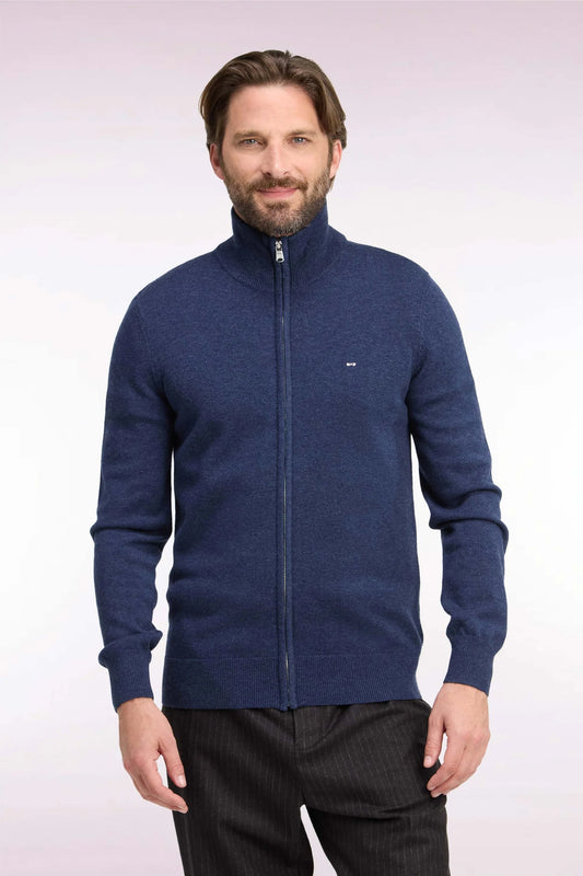 Eden Park - Wool Blend Full Zip Cardigan, Blue