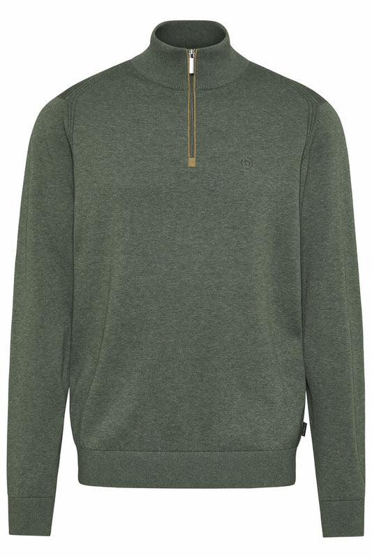 Bugatti - Knit Troyer Trimmed 1/4-Zip, Earth Green (3XL)
