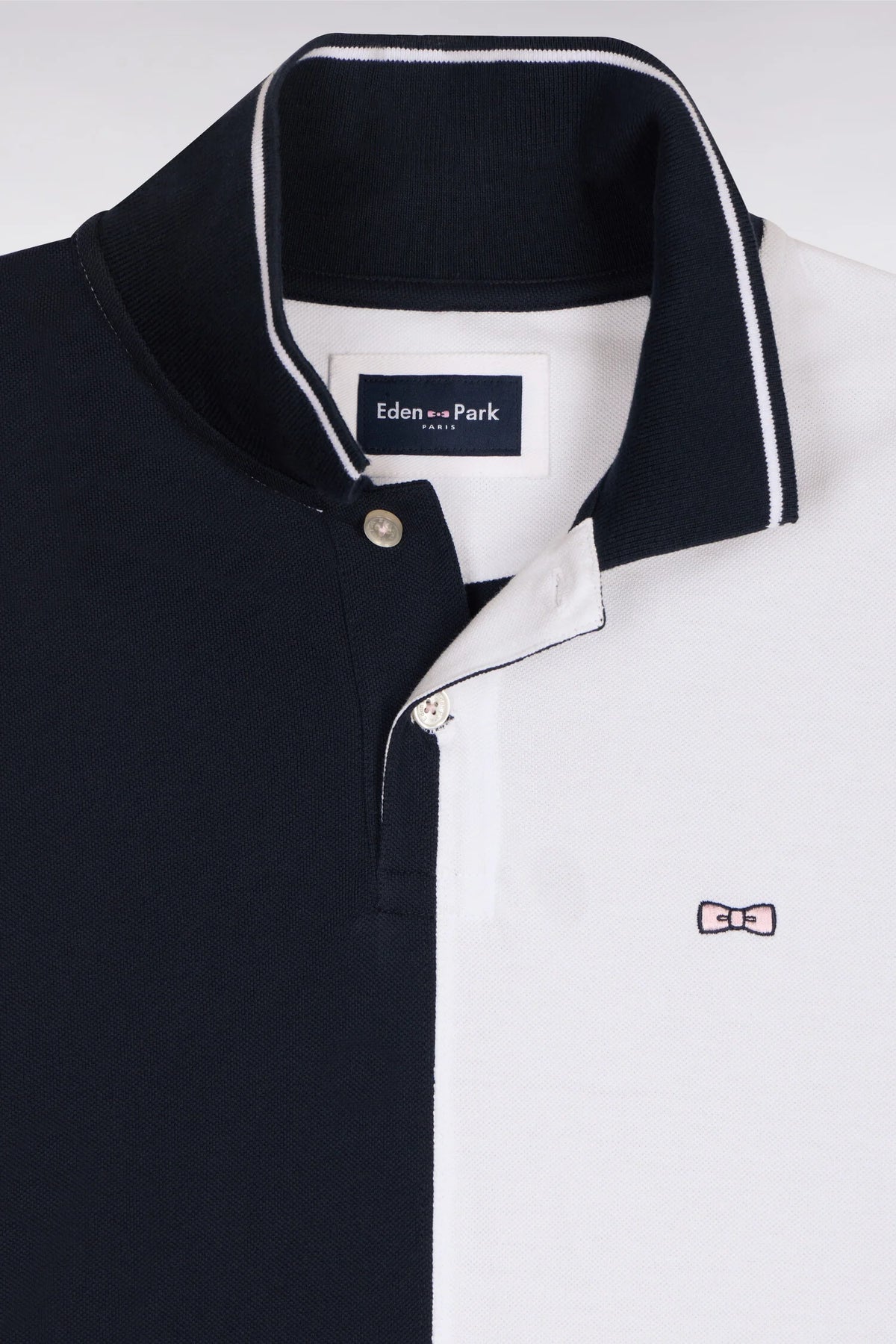 Eden Park - Two-Tone Cotton Polo Shirt, Black & White