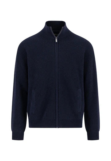 Fynch Hatton - Marino Cashmere Zip-Up Cardigan, Navy