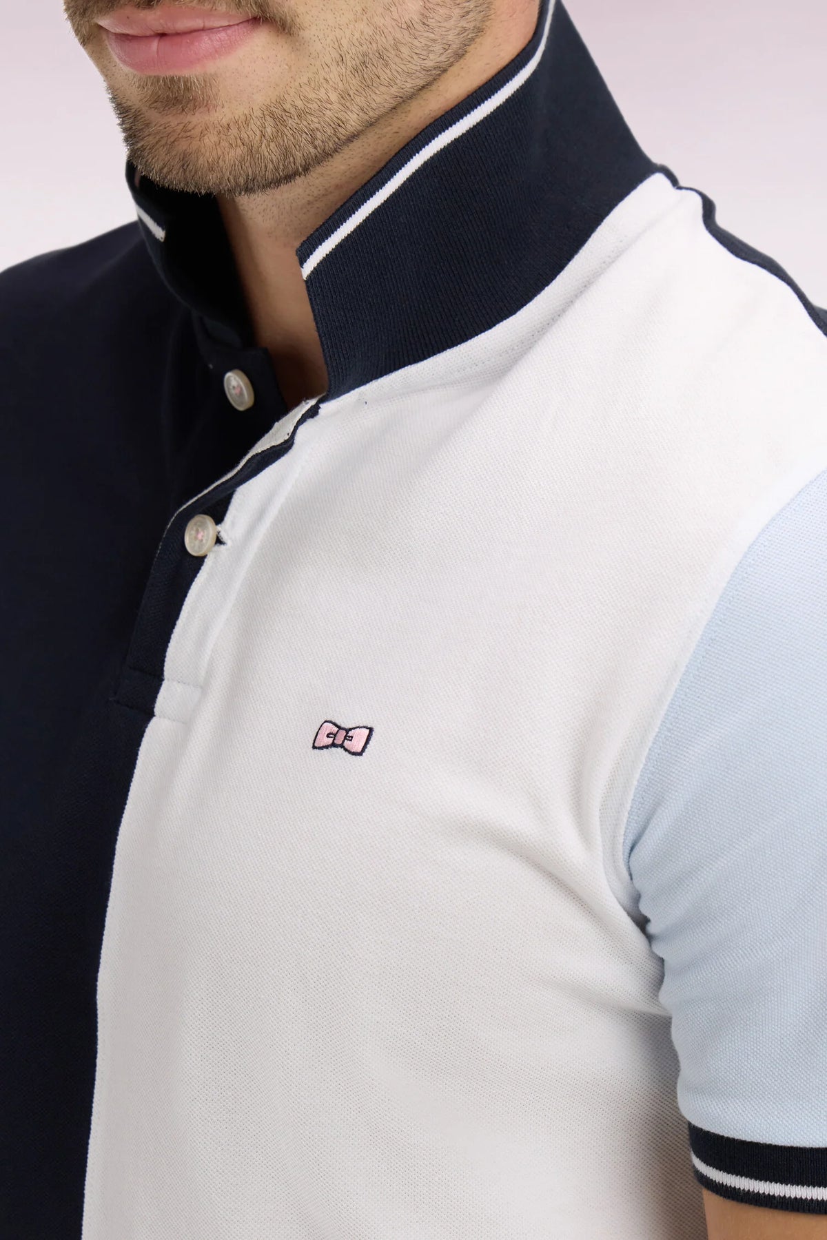 Eden Park - Two-Tone Cotton Polo Shirt, Black & White