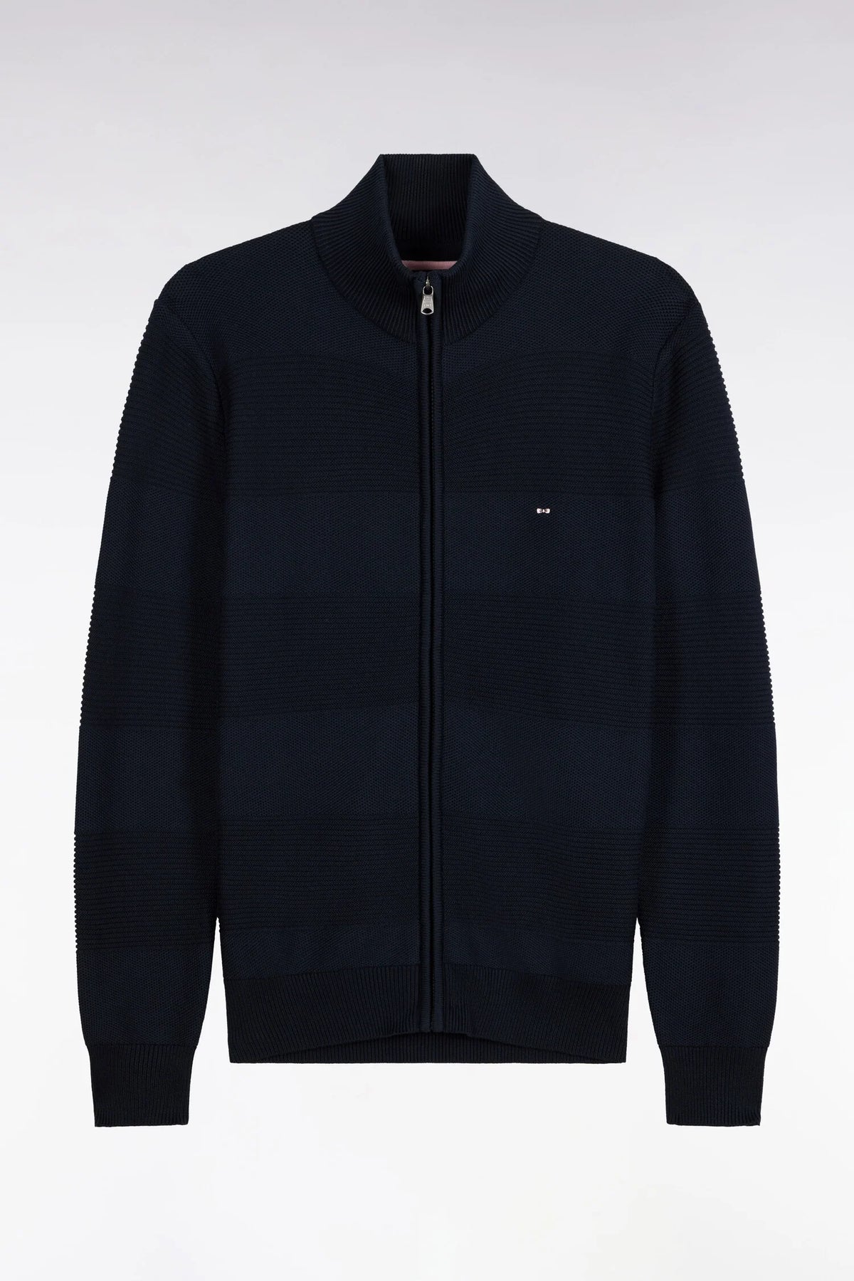 Eden Park - Cotton Striped Effect Full Zip Cardigan, Navy