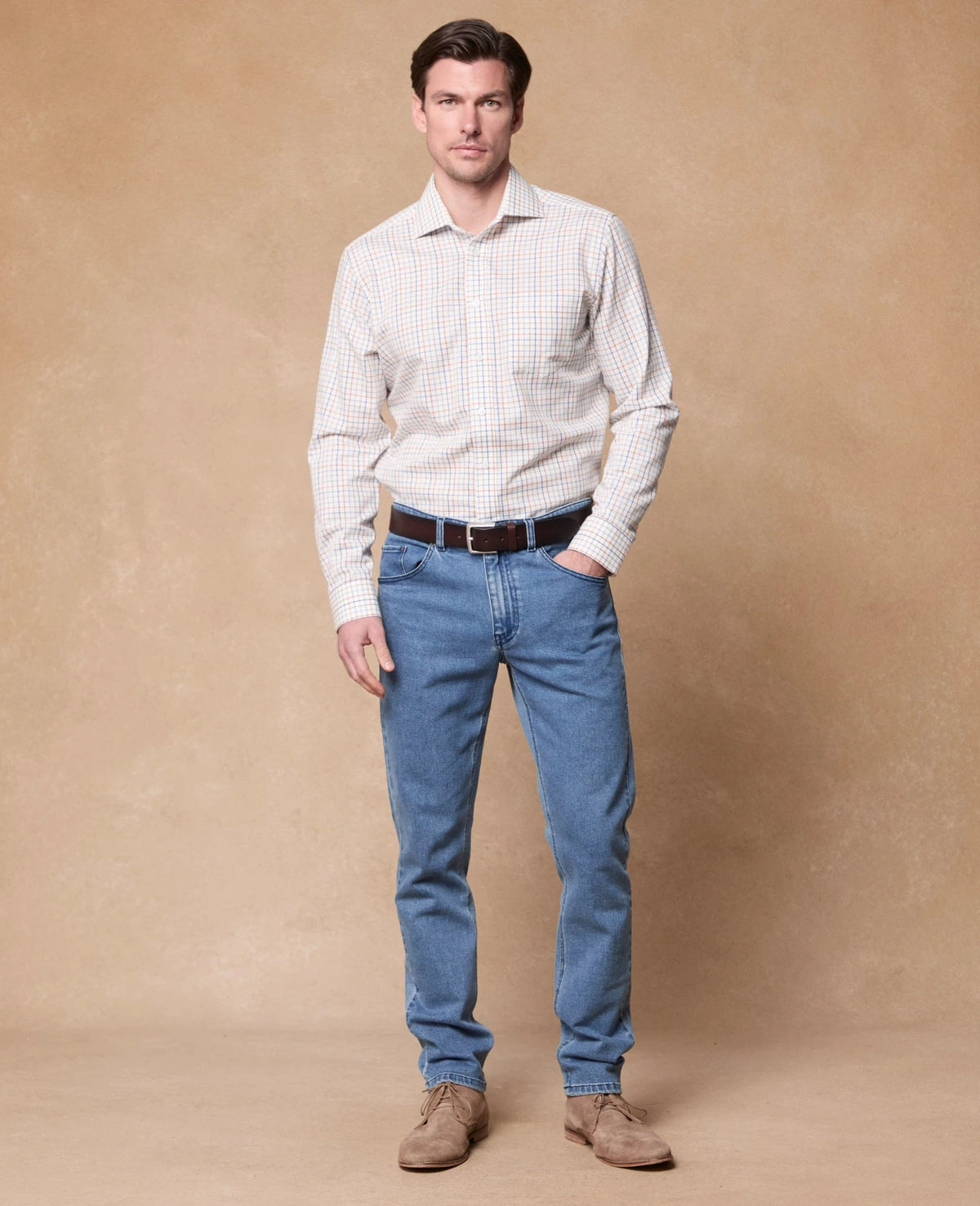 Magee - Caher Flannel Shirt, Orange Tattersalls