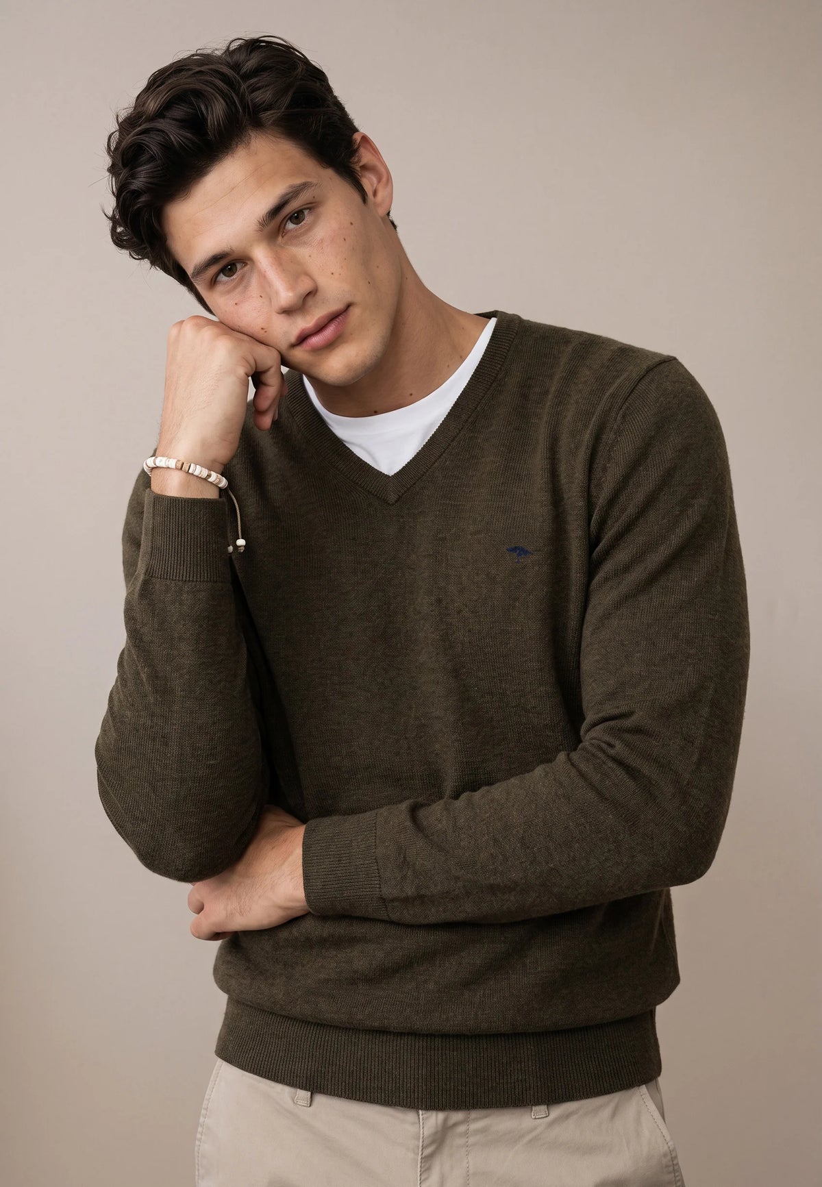 Fynch-Hatton - Merino Cashmere V-Neck, Soil