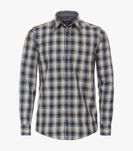Casa Moda - Organic Cotton Check Shirt, Medium Grey-Blue