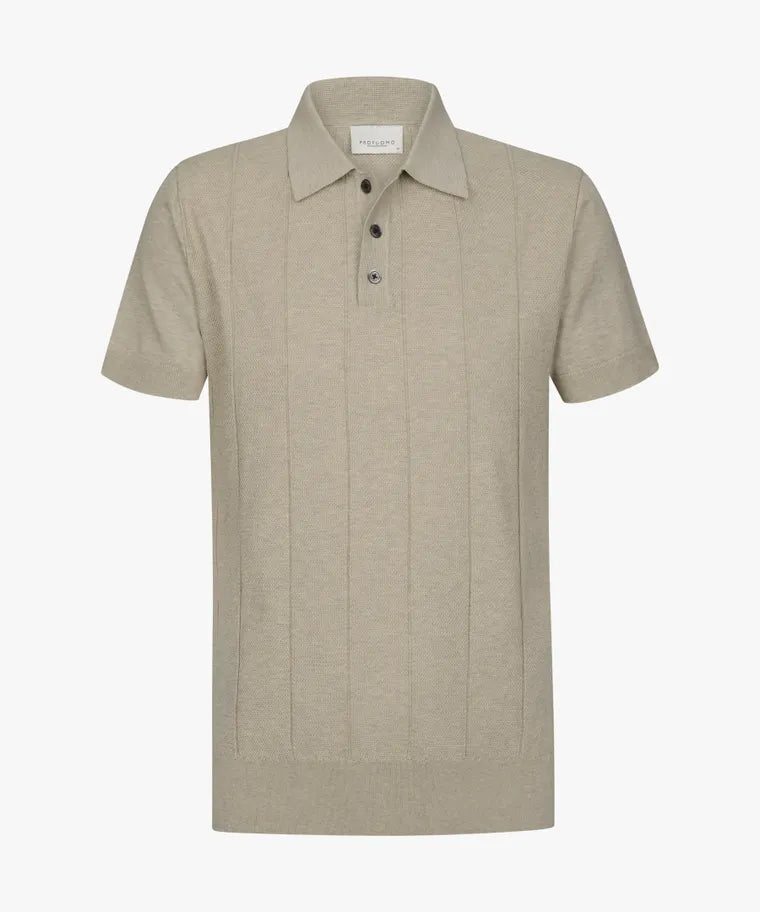 Profuomo - Aero Ease Polo, Beige Striped