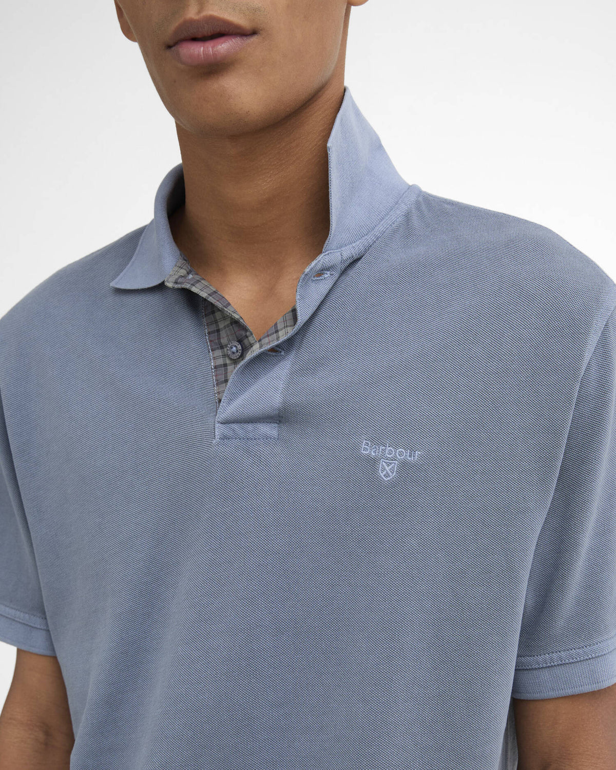 Barbour - Washed Tartan Tailored Fit Pique Polo Shirt - Washed Blue