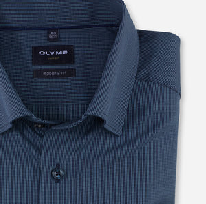 OLYMP - Luxor Modern Fit, Under Button Down, Cheque Blue