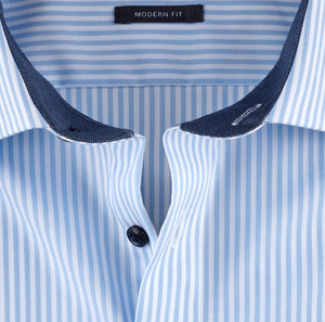 Olymp - Luxor Business Shirt, Modern Fit, Global Kent, Bleu Striped