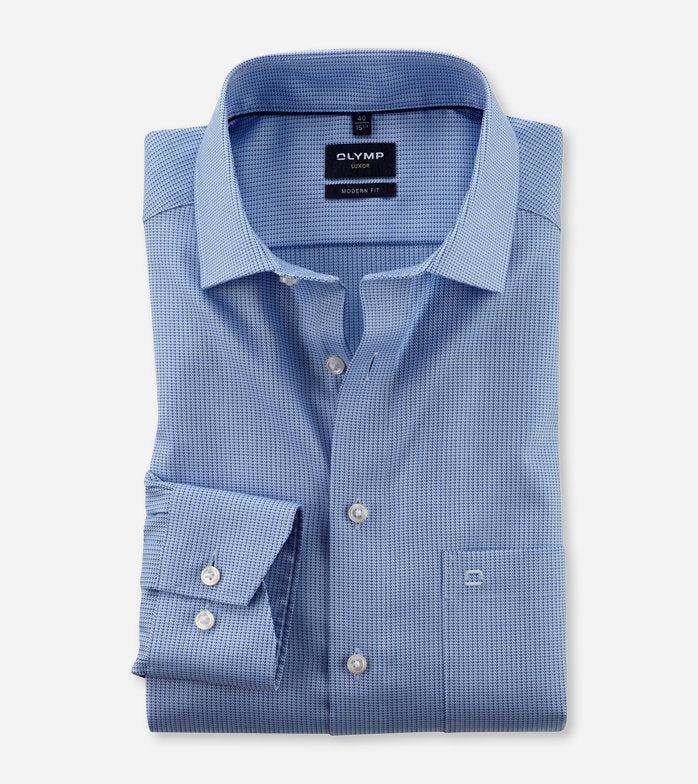 OLYMP - Luxor, Business Shirt, Modern Fit, Global Kent, Brick Blue