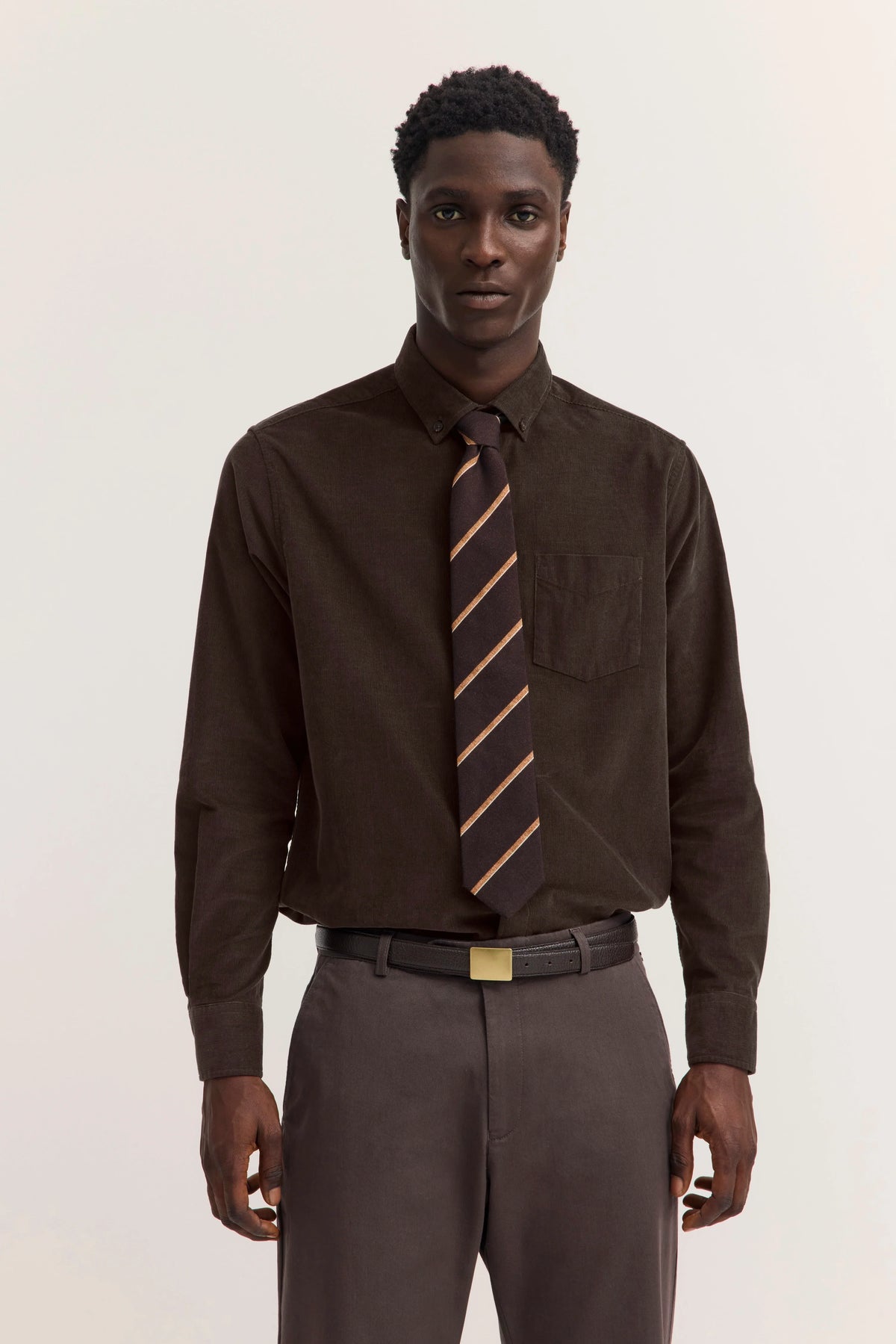 Bugatti - Corduroy Button Down Shirt, Brown