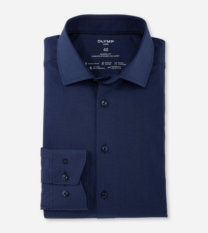 OLYMP - Luxor 24/Seven, Modern fit, Global Kent, Marine Shirt