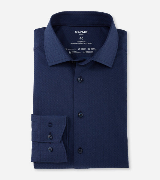 OLYMP - Luxor 24/Seven, Modern fit, Global Kent, Marine Shirt