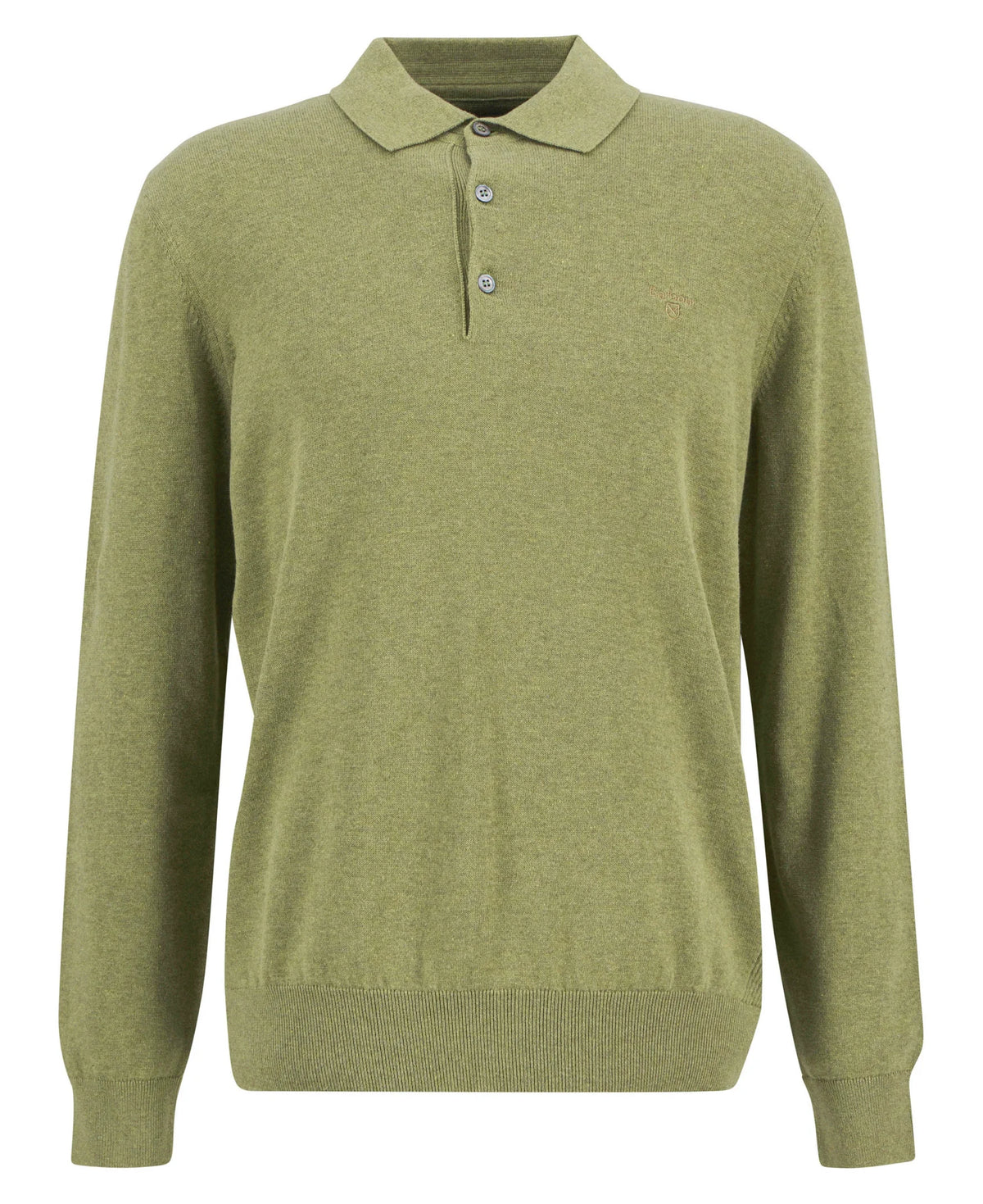 Barbour - Pima Cotton Long Sleeve Knitted Polo Shirt, Laurel Green