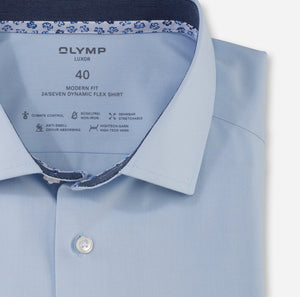 OLYMP - Luxor 24/Seven,Business Shirt, Modern Fit, Global Kent, Bleu