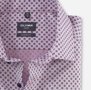 OLYMP - Modern Fit, Pink Squared Pattern