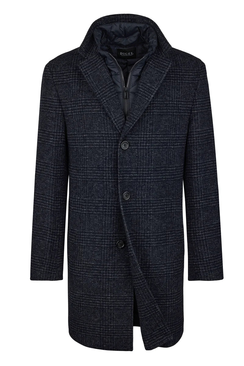 Digel - Deus Plaid Overcoat, Navy Check