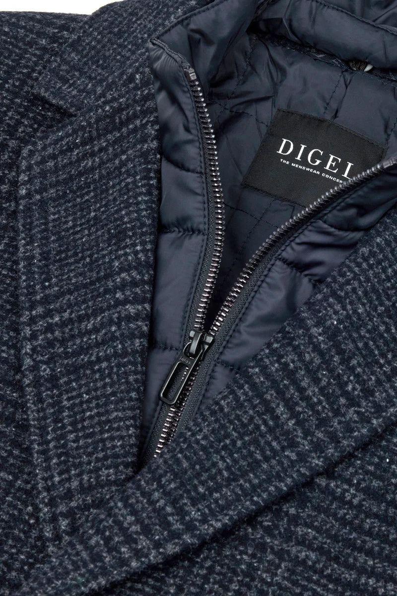 Digel - Deus Plaid Overcoat, Navy Check