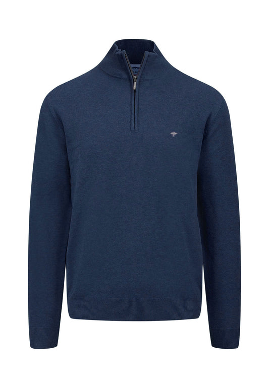 Fynch Hatton - Half Zip Knit Jumper, Night Blue