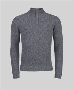 Magee - Fionn Fisherman Rib 1/4 Zip Knitwear, Charcoal Grey