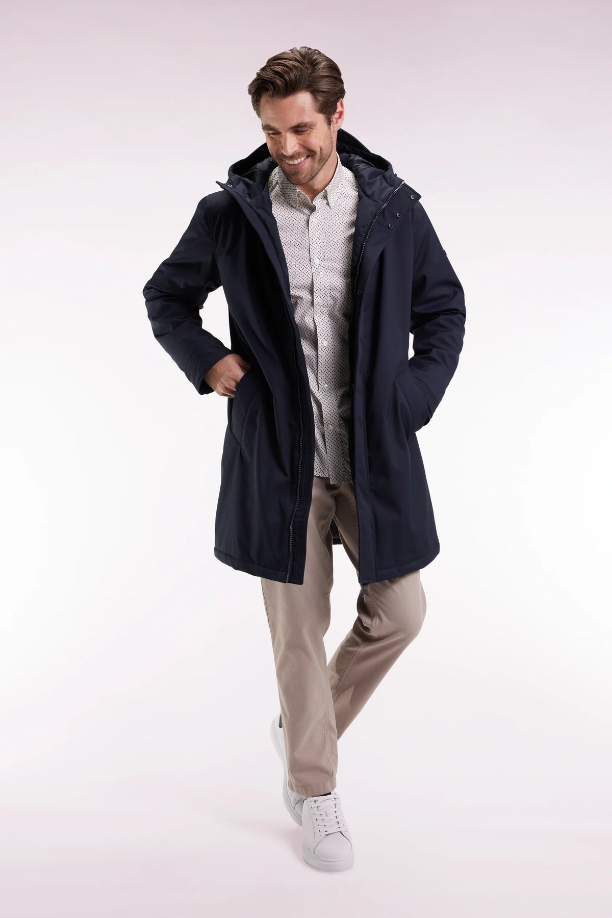 Eden Park - Long Nylon Parka, Navy