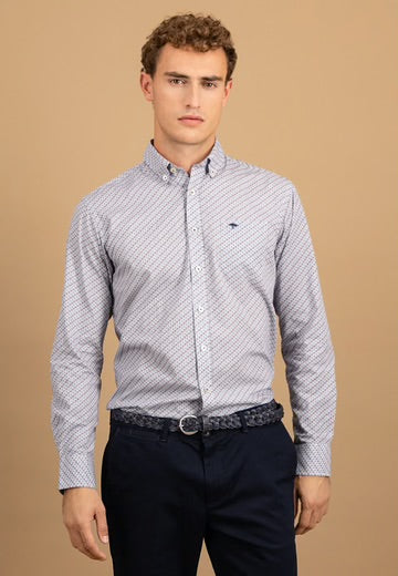 Fynch Hatton - All-Over Print Shirt, Deep Merlot (L & XL Only)