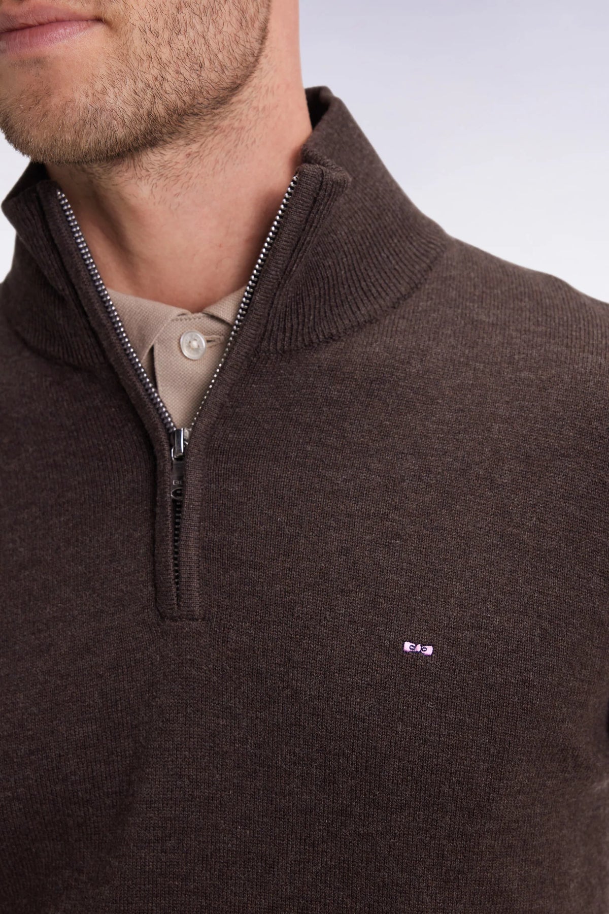 Eden Park - Wool Blend Trucker Neck Quarter-Zip, Brown (M & XXL Only)