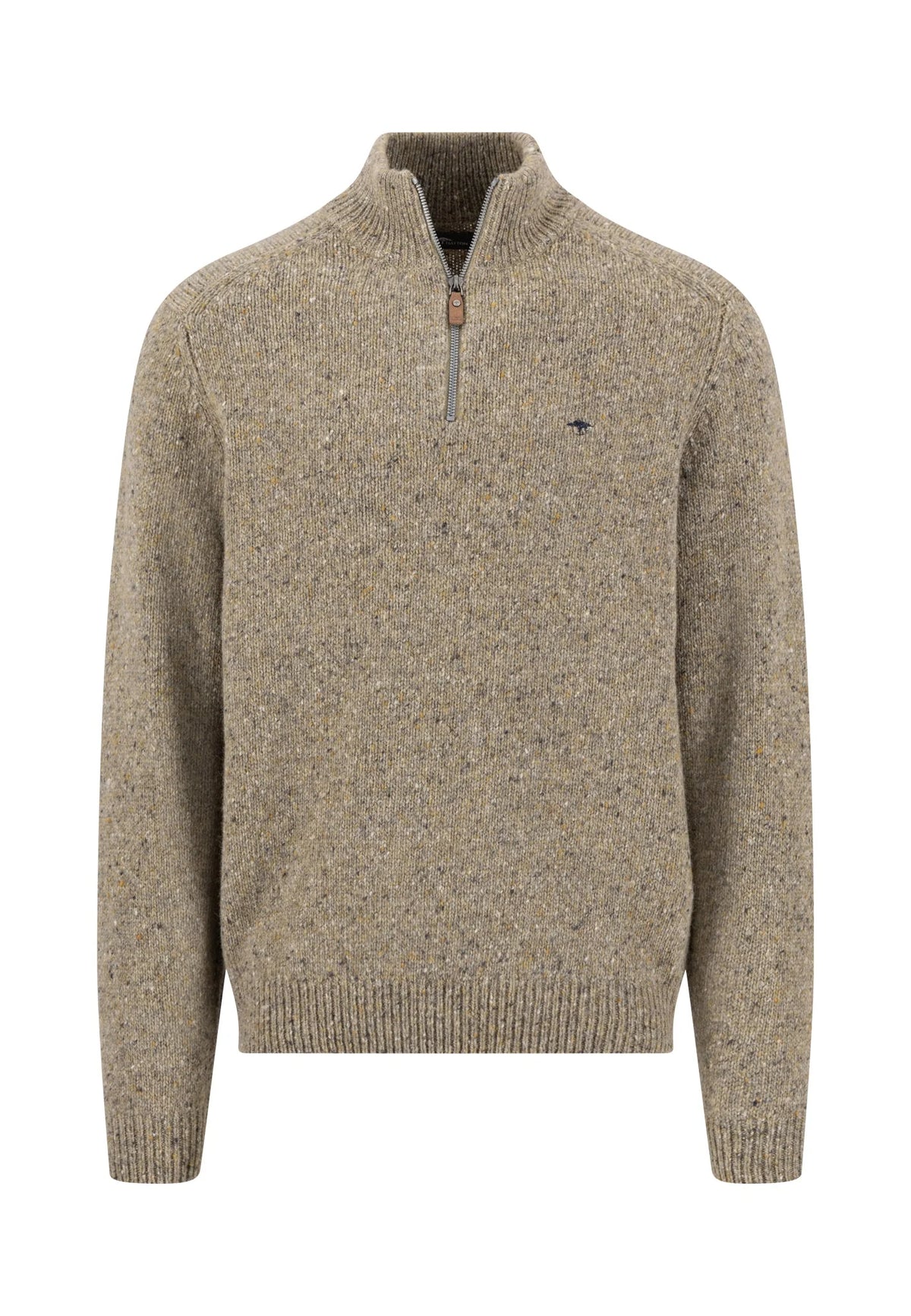 Fynch-Hatton - Wool Structured Pattern, Half Zip, Clay