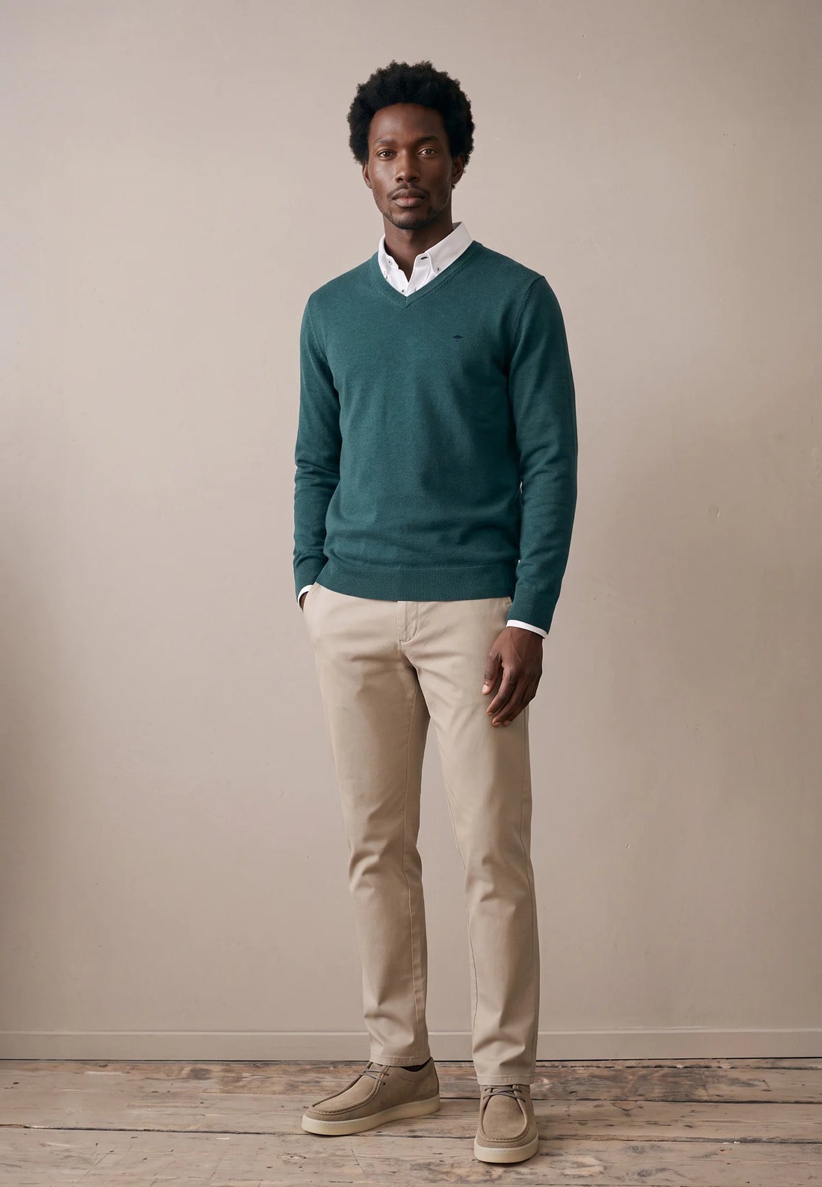 Fynch-Hatton - Merino Cashmere V-Neck, Teal