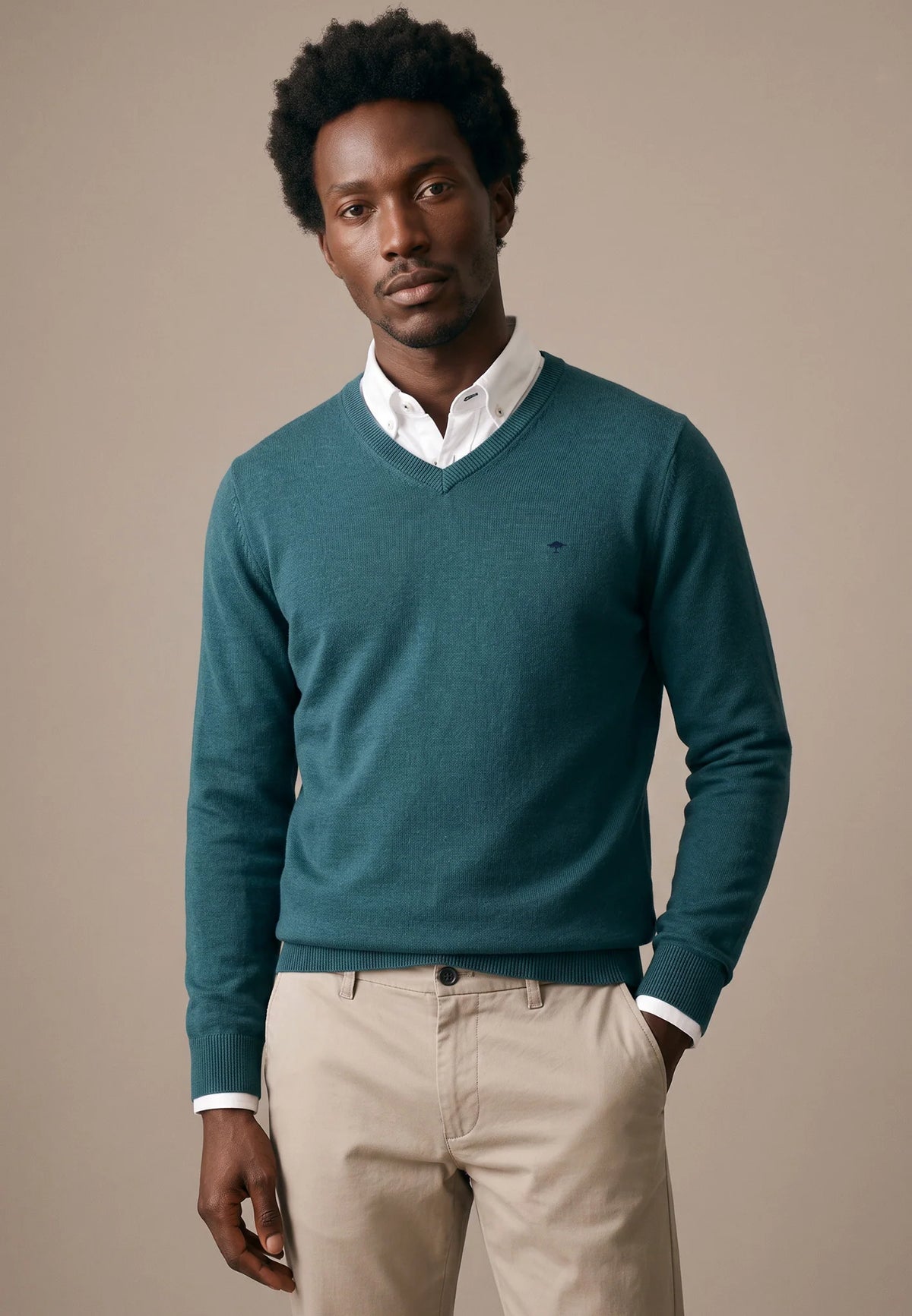 Fynch-Hatton - Merino Cashmere V-Neck, Teal