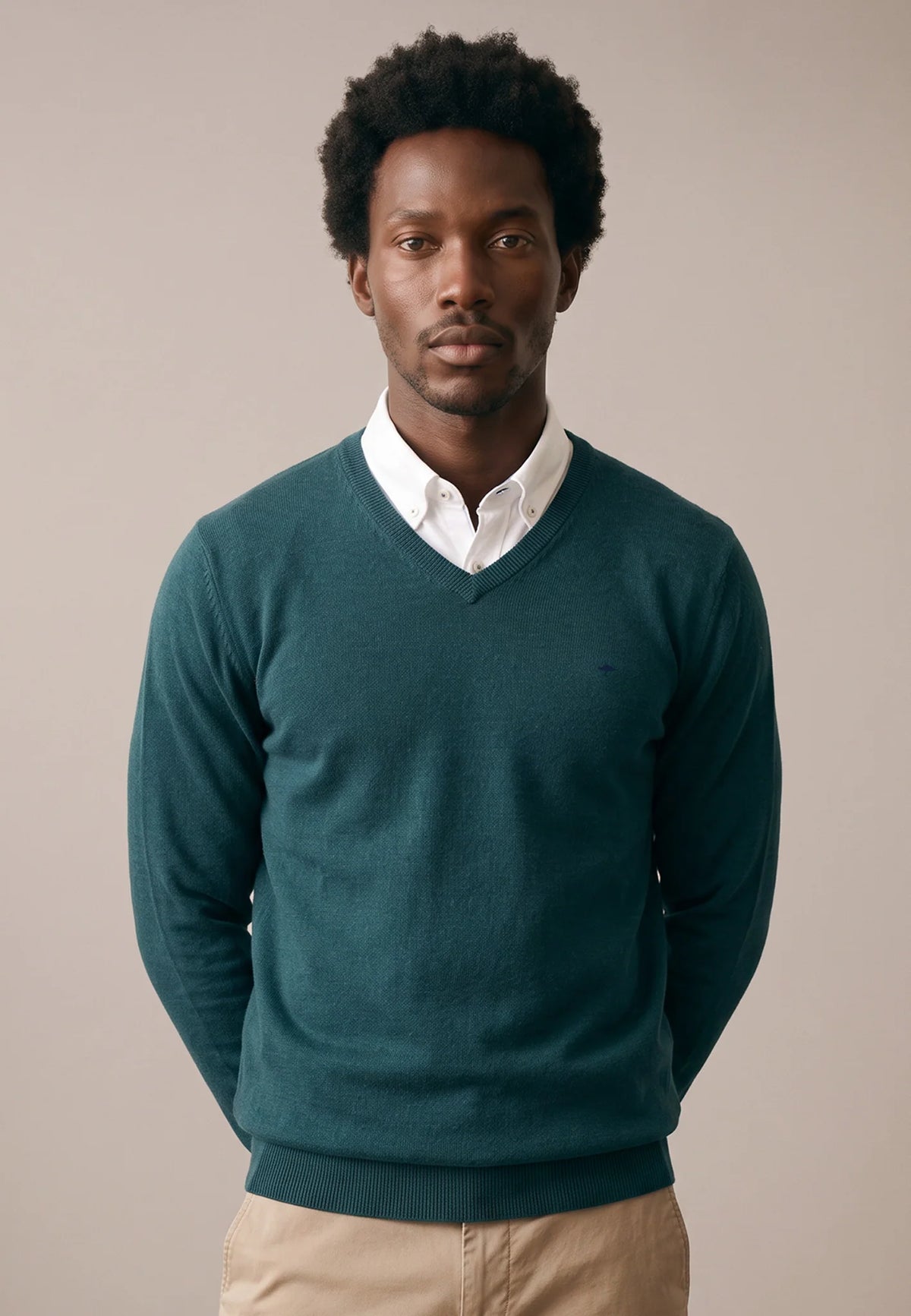 Fynch-Hatton - Merino Cashmere V-Neck, Teal