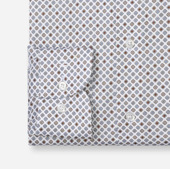 OLYMP - Luxor Modern Fit Global Kent Business Shirt, Silver-Grey Geometry
