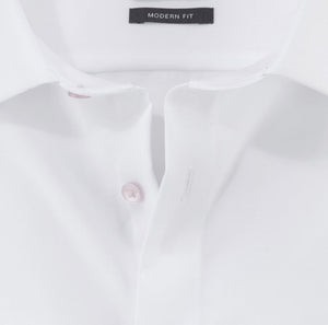 OLYMP -  Modern Fit, White Shirt Pink Button