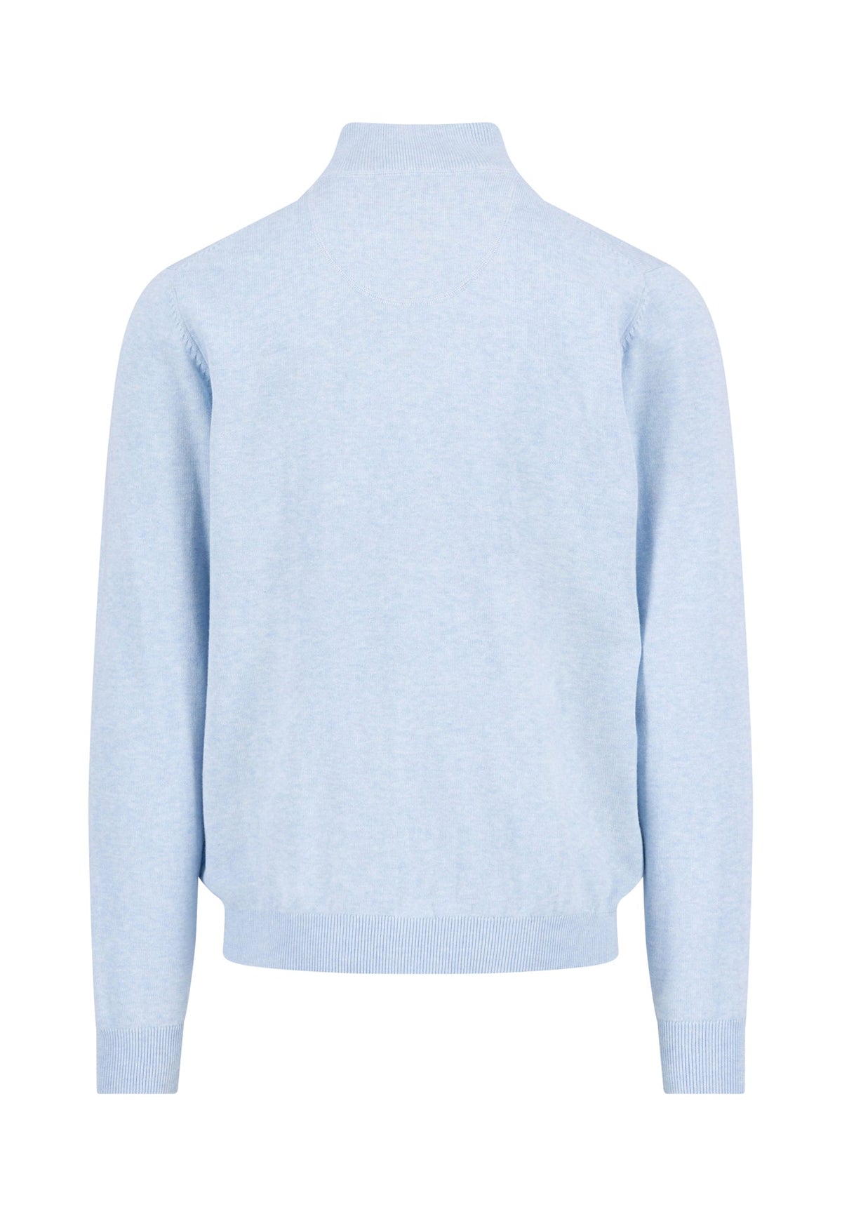 Fynch-Hatton - Knitted Cotton Troyer Collar Quarter-Zip, New Breeze