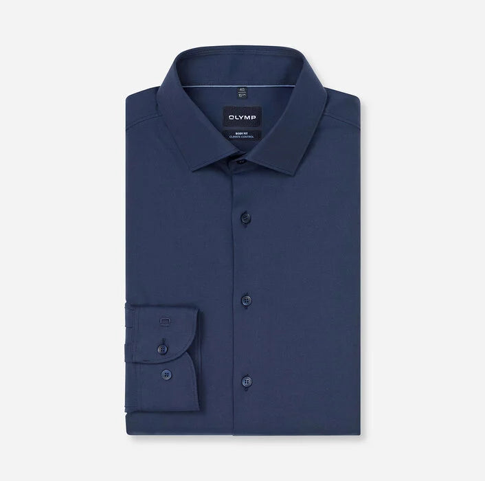 OLYMP - Level Five 24/Seven Body Fit Modern Kent Business Shirt, Marine