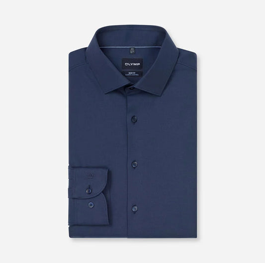 OLYMP - Level Five 24/Seven Body Fit Modern Kent Business Shirt, Marine