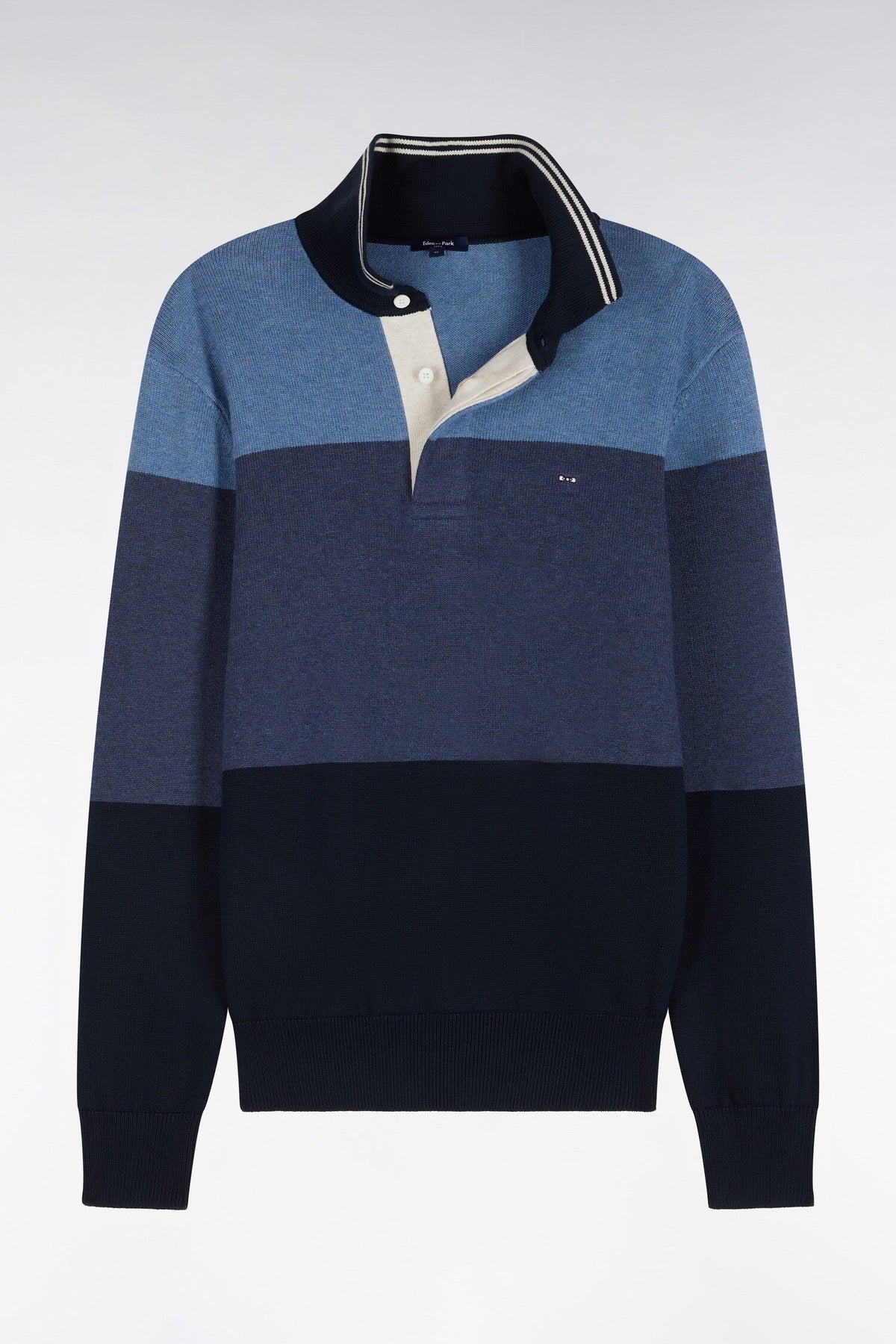 Eden Park - Knitted Long Sleeved Jersey, Tricolour Blue