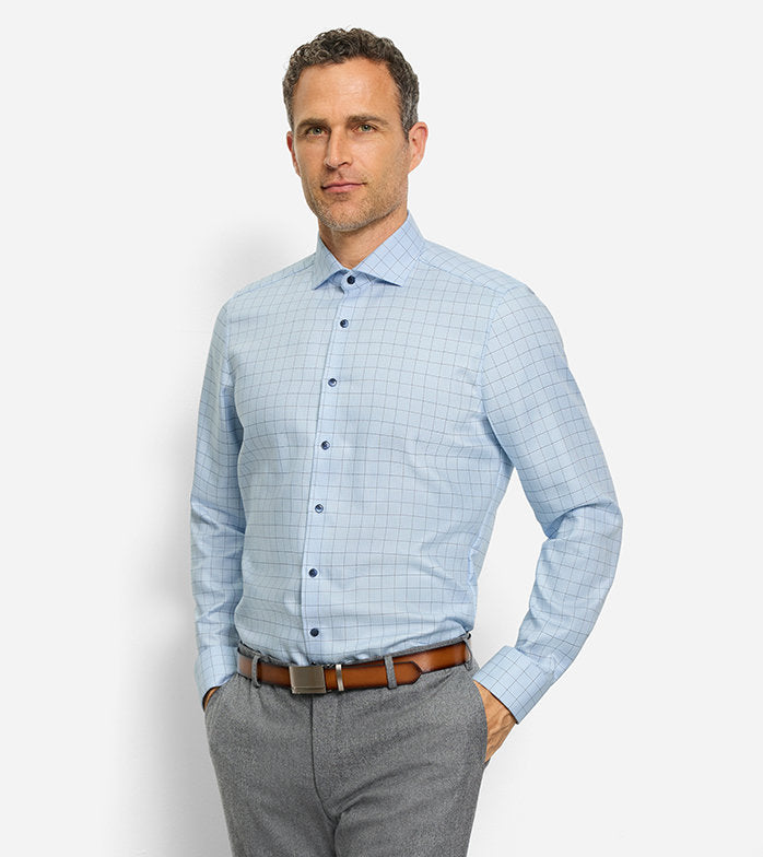 OLYMP - Level Five Body Fit Business Shirt, Royal Kent, Bleu