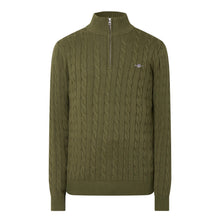 Load image into Gallery viewer, GANT - Cotton Cable Half Zip, Khaki Green Mel
