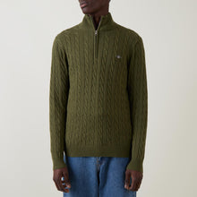 Load image into Gallery viewer, GANT - Cotton Cable Half Zip, Khaki Green Mel
