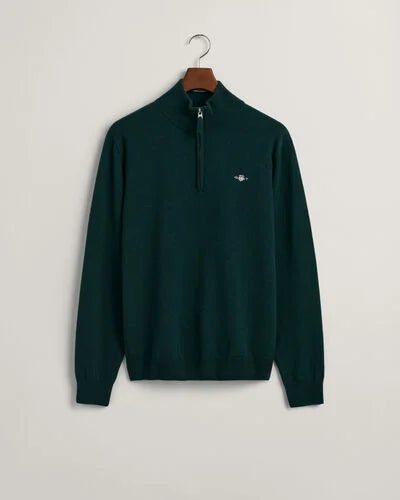 GANT - Super Fine Lambswool Half-Zip Sweater, Tartan Green (XL only)