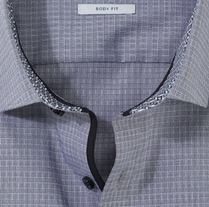 OLYMP -  Body Fit Shirt, Grey Pattern