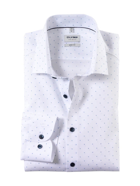 OLYMP - Body Fit Slim Shirt, Blue Dots (Size 43 Only)