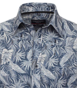 Casa Moda - Short Sleeve Linen Shirt, Tropical Print