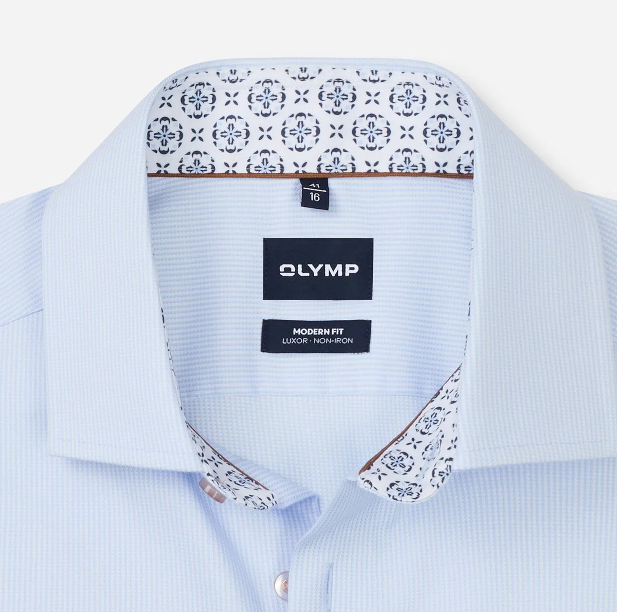 OLYMP - Modern Fit Houndstooth Shirt, Baby Blue