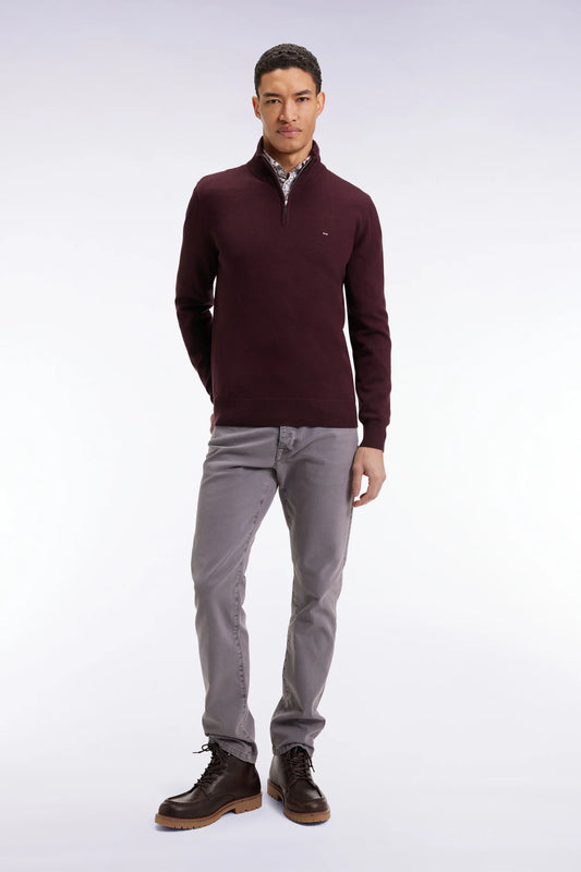 Eden Park - Wool Blend Trucker Neck Quarter-Zip, Burgundy